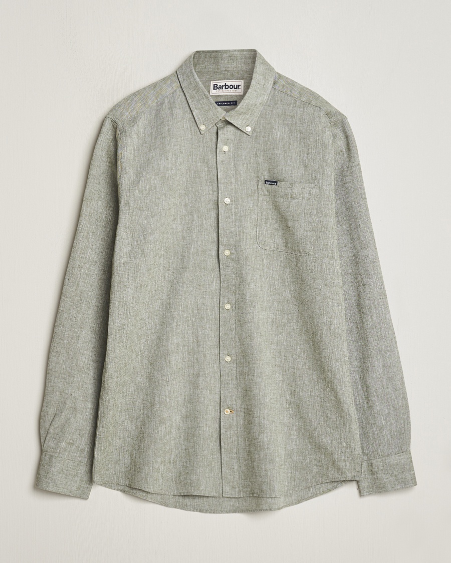 Barbour Lifestyle Nelson Linen/Cotton Shirt Bleached Olive – Grön