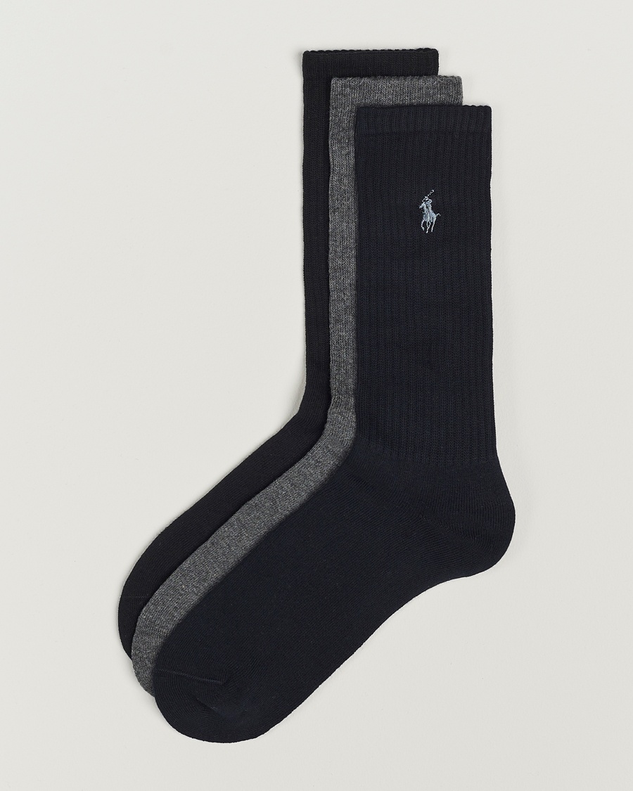 Polo Ralph Lauren 3-Pack Crew Sock Navy/Charcoal/Black – Flerfärgad