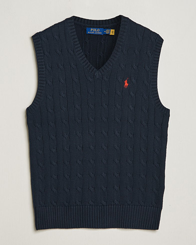 Herr | Västar & Slipovers | Polo Ralph Lauren | Cotton Cable Vest Hunter Navy