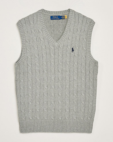 Herr | Tröjor | Polo Ralph Lauren | Cotton Cable Vest Fawn Grey Heather