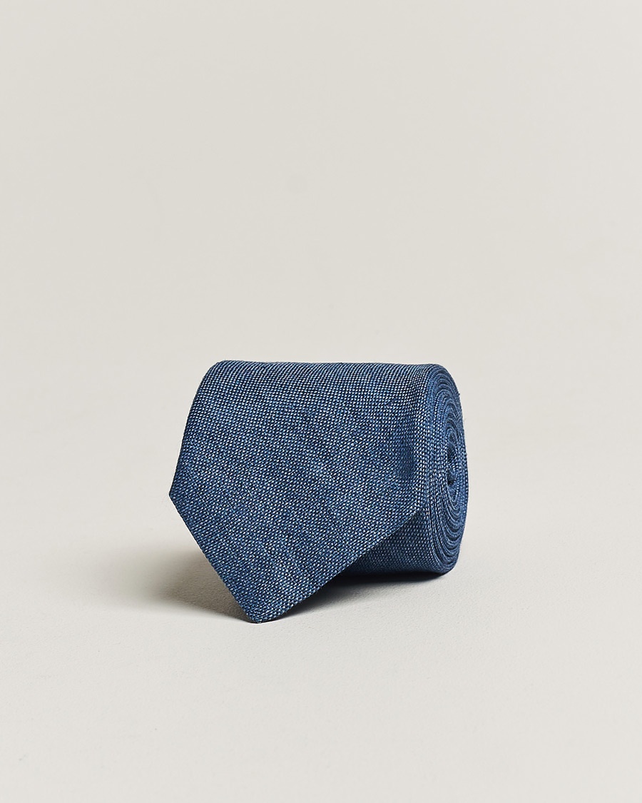Amanda ChristensenHopsack Linen 8cm TieBlue – Blå