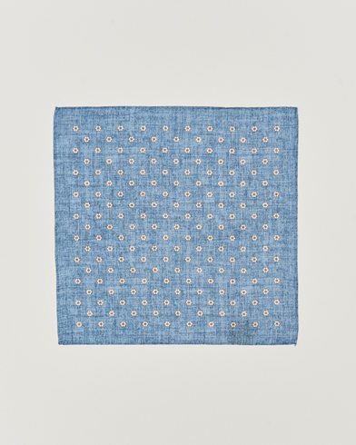 Herr | Näsdukar | Amanda Christensen | Linen Printed Flower Pocket Square Blue