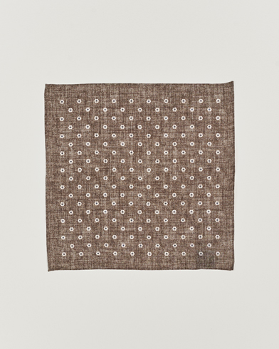 Herr | Näsdukar | Amanda Christensen | Linen Printed Flower Pocket Square Beige
