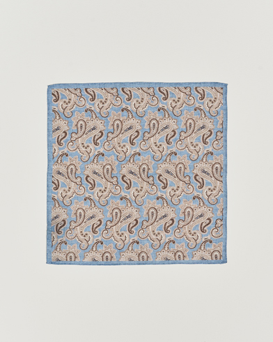 Herr | Näsdukar | Amanda Christensen | Linen Printed Large Paisley Pocket Square Blue