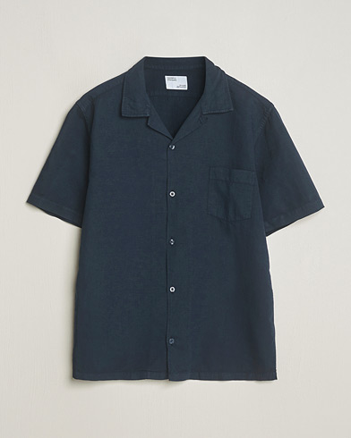 Herr | Linneskjortor | Colorful Standard | Cotton/Linen Short Sleeve Shirt Navy Blue