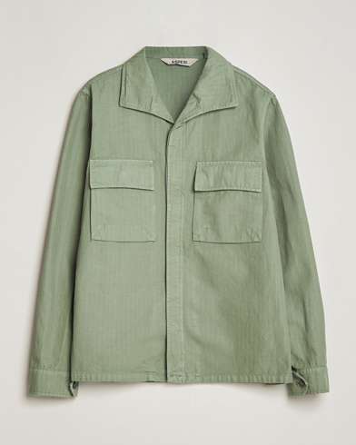  Cotton Herringbone Shirt Jacket Sage