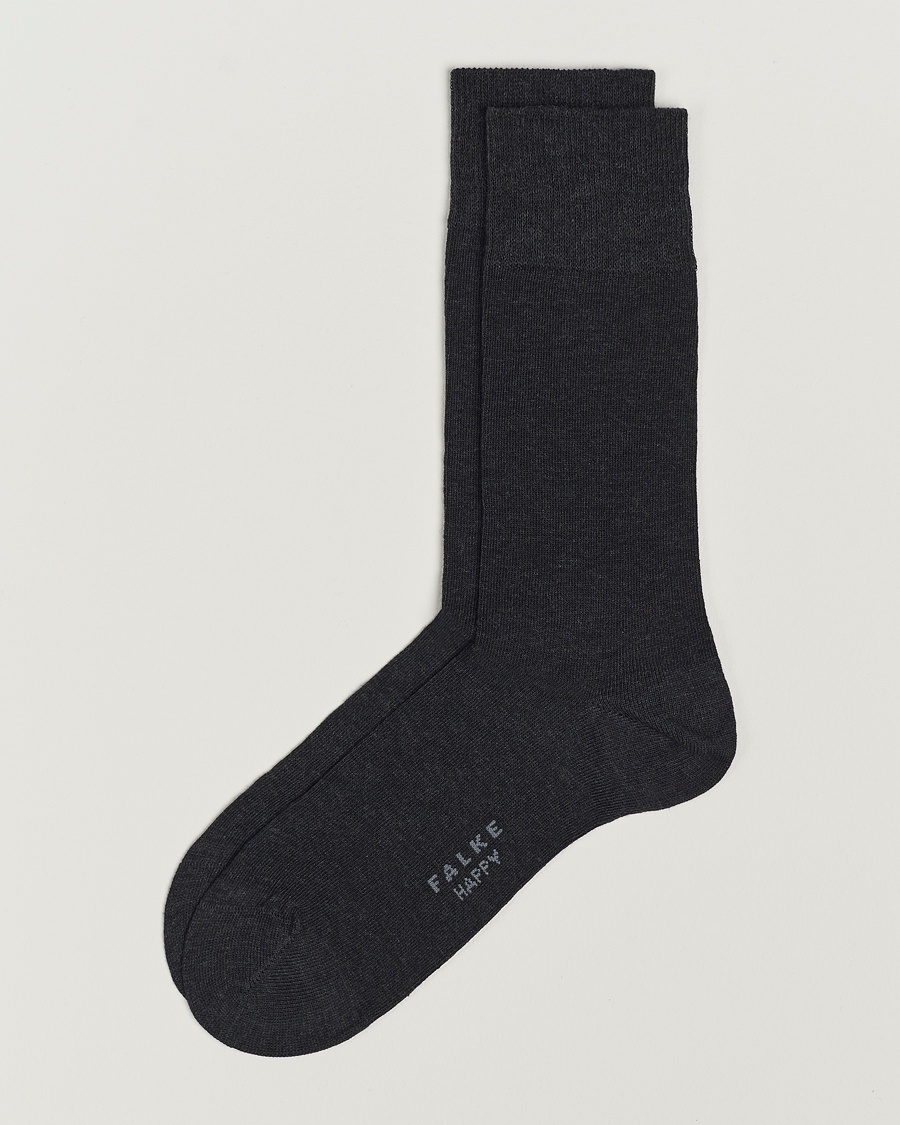Herr | Strumpor | Falke | Happy 2-Pack Cotton Socks Anthracite Melange