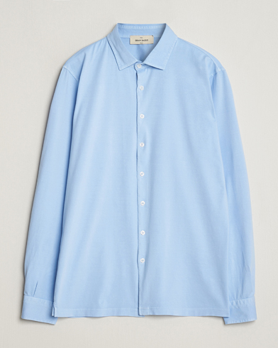 Herr | Pikéskjortor | Gran Sasso | Washed Cotton Jersey Shirt Light Blue