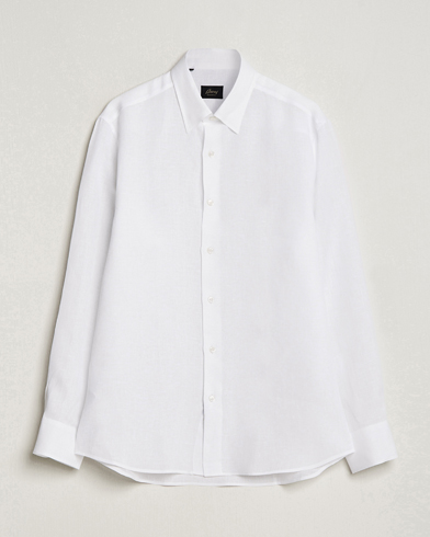 Herr | Quiet Luxury | Brioni | Linen Sport Shirt White