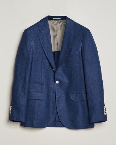 Herr | Linnekavajer | Brunello Cucinelli | Linen/Silk Blazer Indigo Blue