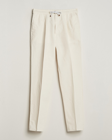Herr | Quiet Luxury | Brunello Cucinelli | Cotton/Linen Drawstring Pants Off White