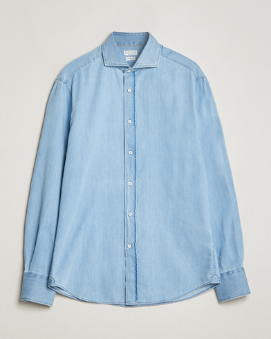 Herr | Jeansskjortor | Brunello Cucinelli | Slim Fit Denim Shirt Light Blue