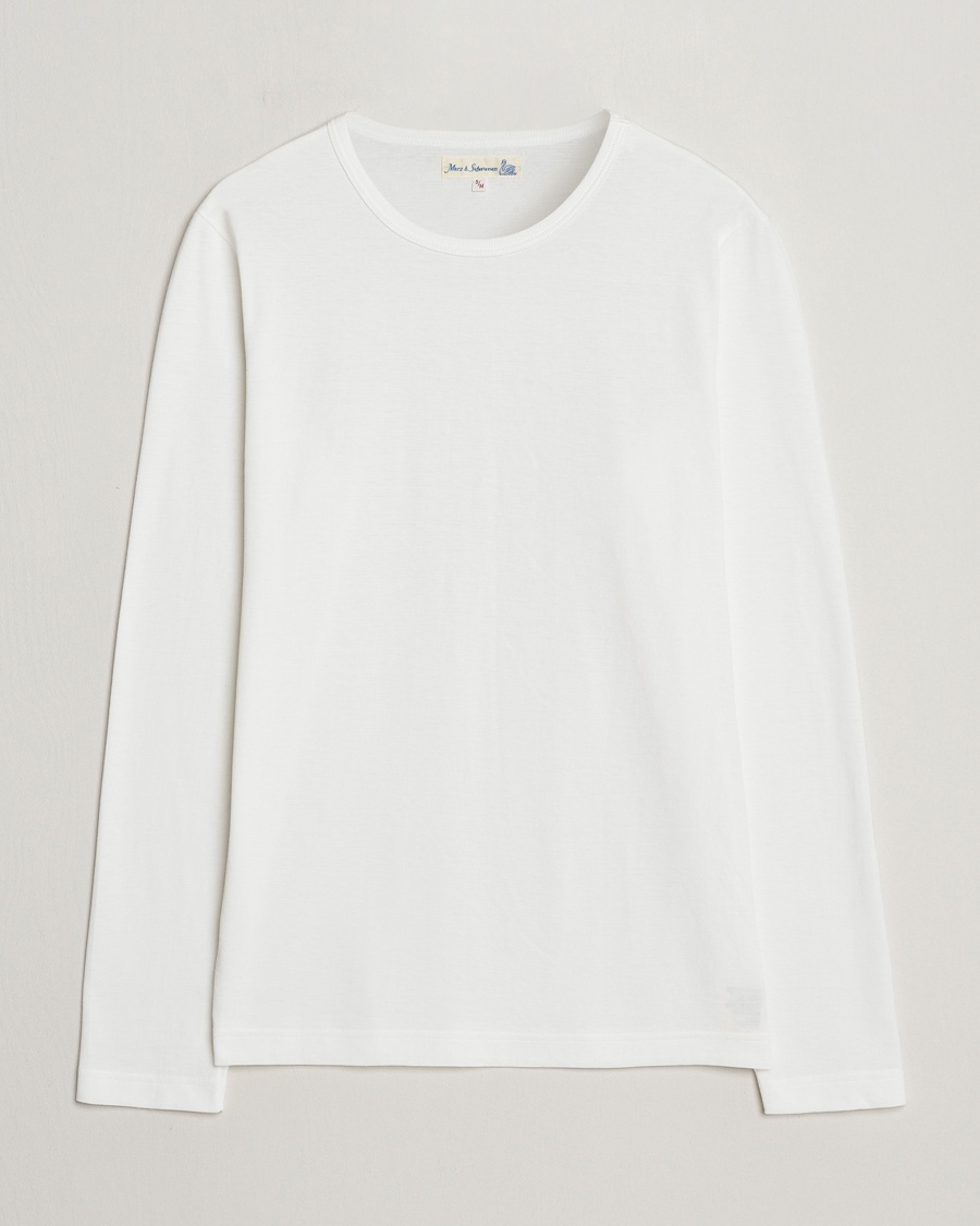 Herr | Långärmade t-shirts | Merz b. Schwanen | 1950s Classic Loopwheeled Longsleeve T-Shirt White