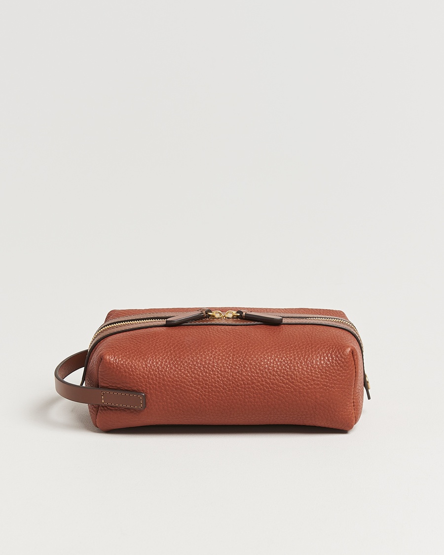 Herr | Necessärer | Mismo | Groom Pebbled Leather Washbag Tabac/Cuoio