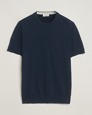 Herr | Altea | Altea | Extrafine Cotton Knit T-Shirt Navy