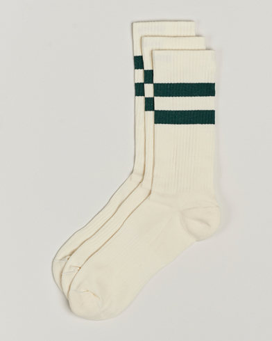 Herr |  | Sweyd | 3-Pack Two Stripe Cotton Socks White/Green