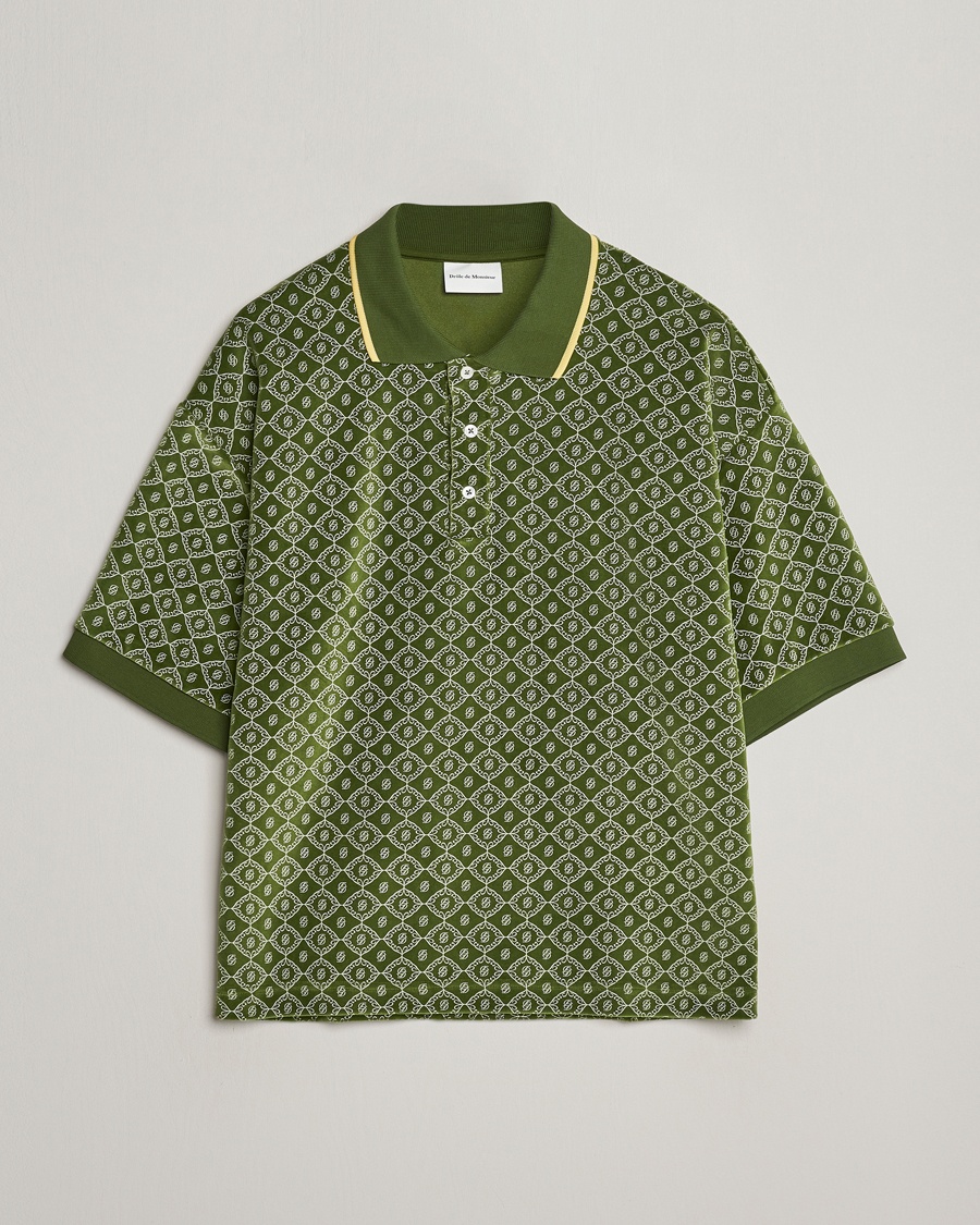Herr | Kortärmade pikéer | Drôle de Monsieur | Short Sleeve Monogram Polo Green