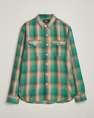 Herr | Flanellskjortor | RRL | Preston Double Pocket Shirt Green/Yellow