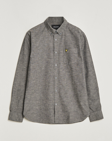 Herr | Linneskjortor | Lyle & Scott | Linen Button Down Shirt Grey Melange
