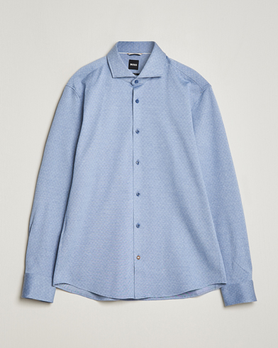 Herr | Pikéskjortor | BOSS BLACK | Hal Cotton Jersey Shirt Open Blue