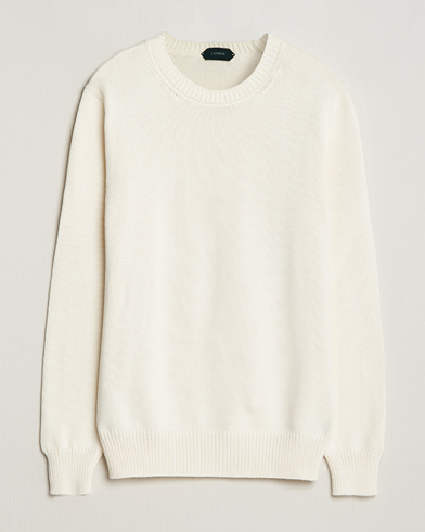 Herr | Tröjor | Zanone | Soft Cotton Crewneck Sweater Off White