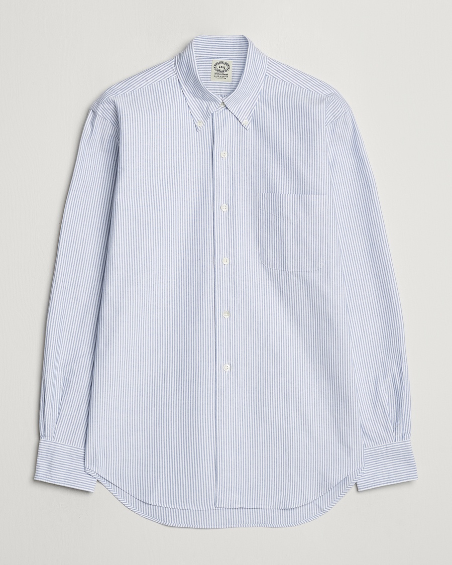 Herr | Skjortor | Kamakura Shirts | Vintage Ivy Oxford Button Down Shirt Blue Stripe