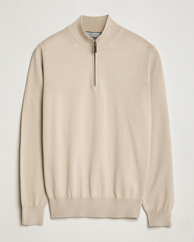 Herr | Canali | Canali | Cotton Half Zip Sweater Beige