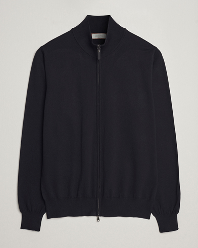 Herr | Canali | Canali | Cotton Full Zip Sweater Black