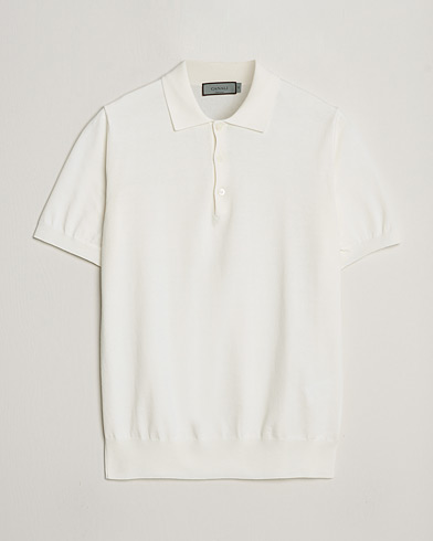 Herr | Quiet Luxury | Canali | Cotton Short Sleeve Polo White
