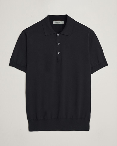 Herr | Quiet Luxury | Canali | Cotton Short Sleeve Polo Black