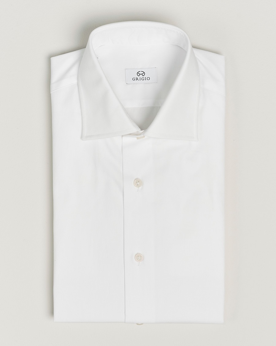 Grigio Cotton Twill Dress Shirt White – Vit