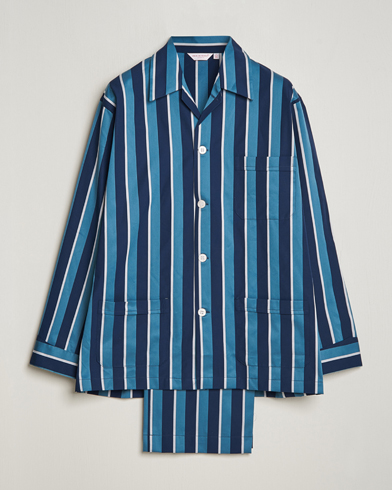 Herr | Pyjamasset | Derek Rose | Cotton Striped Pyjama Set Teal