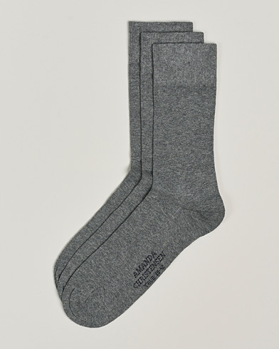 Herr |  | Amanda Christensen | 3-Pack True Cotton Socks Grey Melange