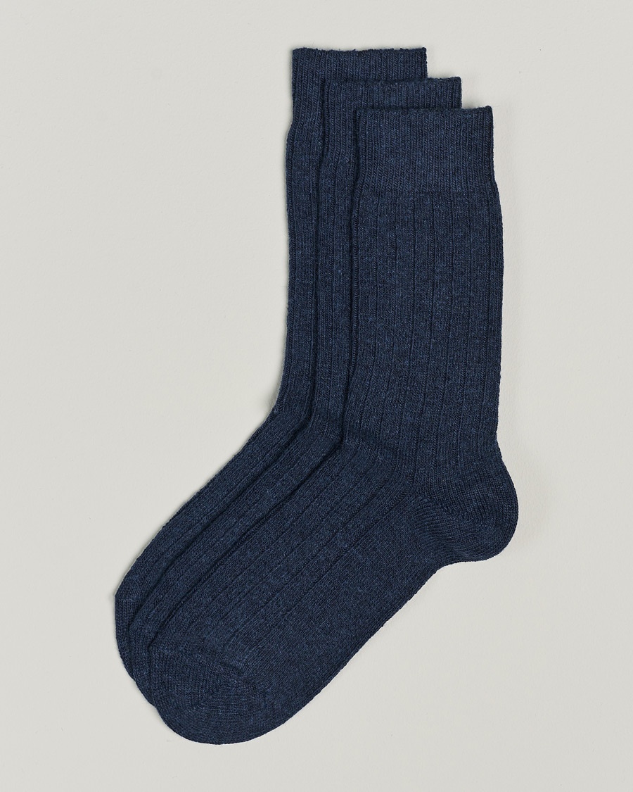 Herr | Kläder | Amanda Christensen | 3-Pack Supreme Wool/Cashmere Sock Dark Blue Melange