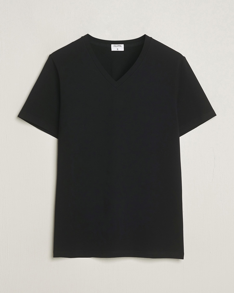 Filippa K Organic Cotton V-Neck T-Shirt Black – Svart