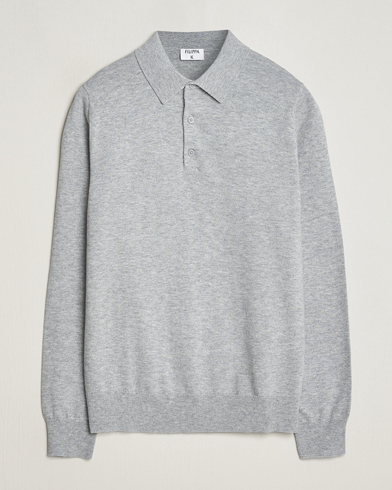 Herr | Stickade pikéer | Filippa K | Knitted Polo Shirt Light Grey Melange