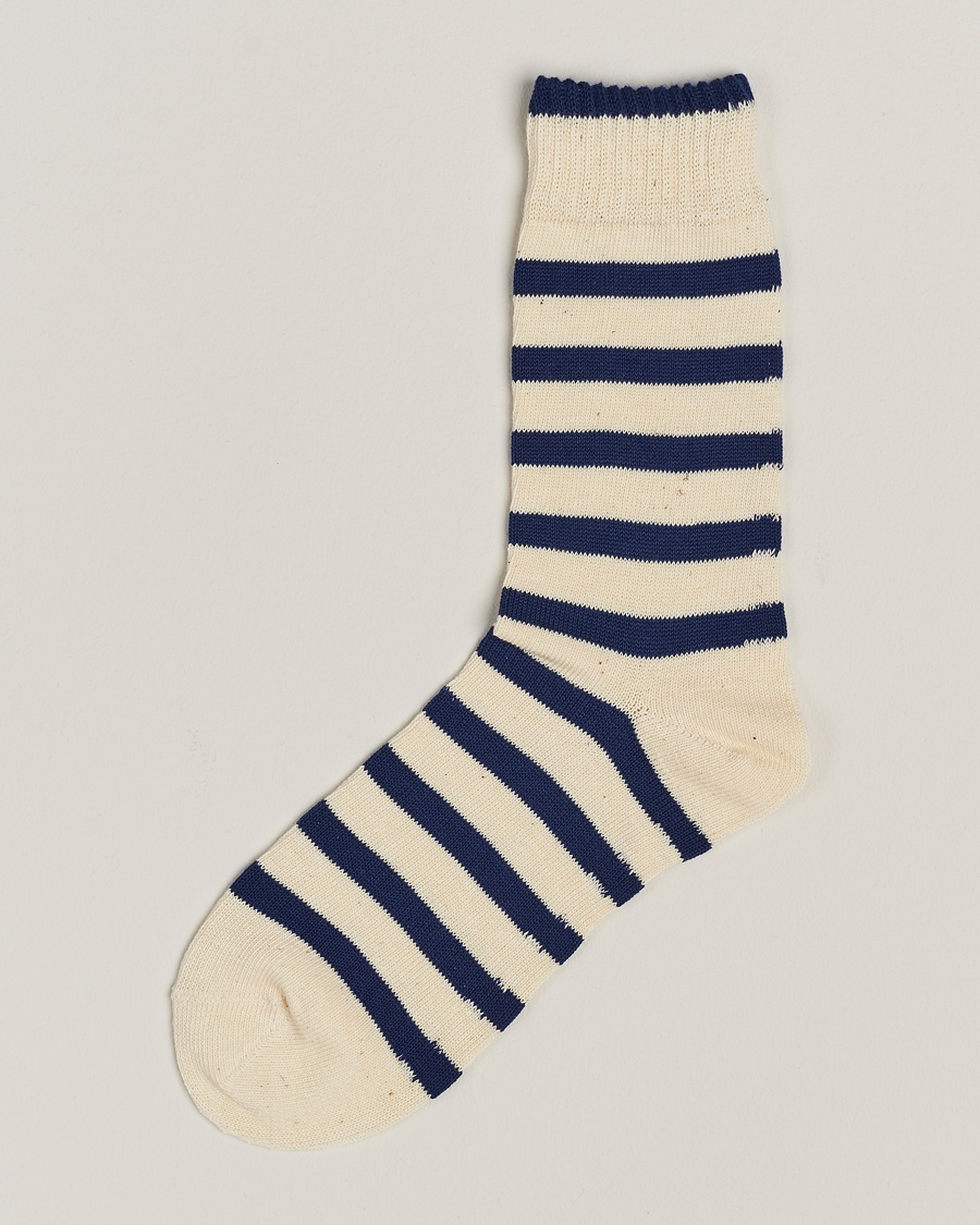 BEAMS PLUS BEAMS PLUS2 Tone Stripe SocksWhite/Navy – Vit