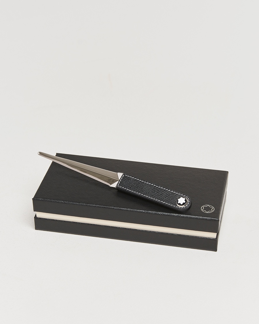 Montblanc Letter Opener in Steel and Leather Black – Svart