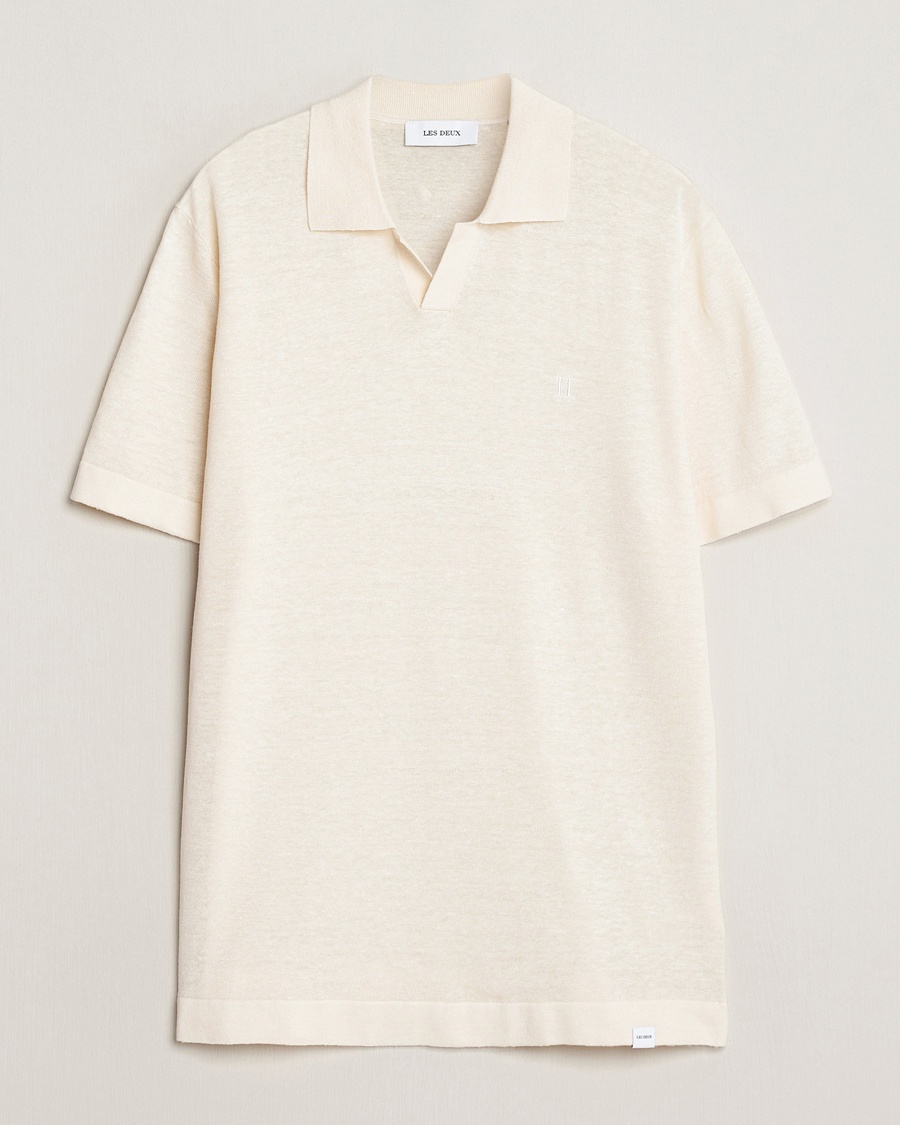 Herr | LES DEUX | LES DEUX | Emmanuel Linen/Cotton Polo Knit Ivory