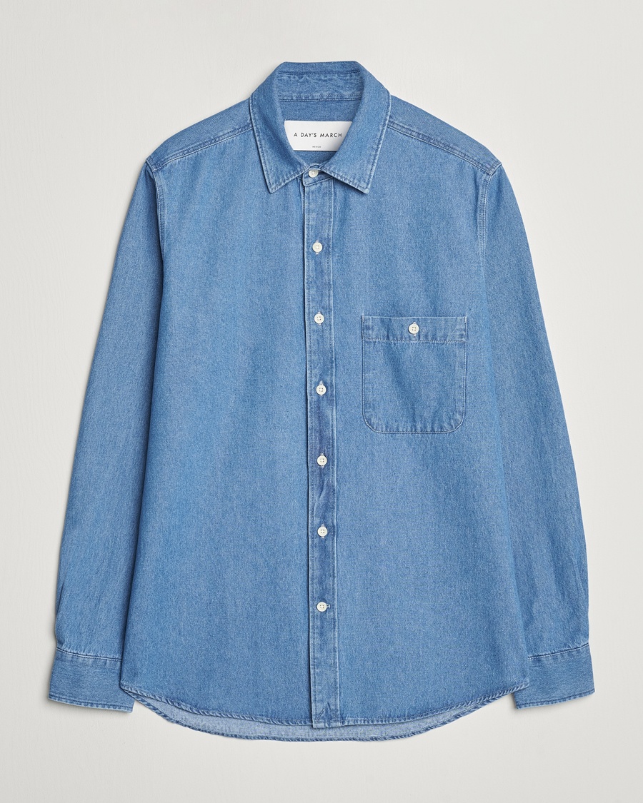 Herr | A Day's March | A Day's March | Mason Denim Shirt Light Blue