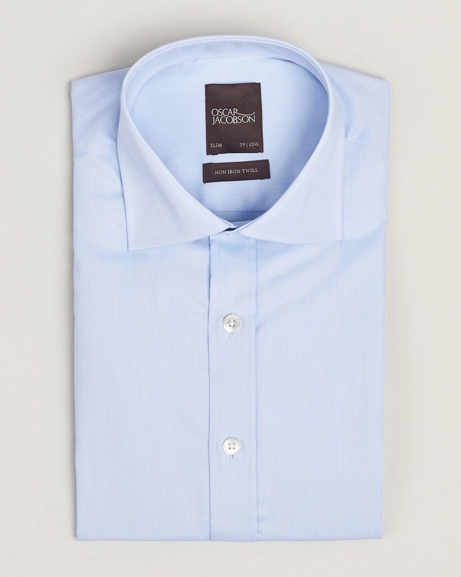 Herr | Formella | Oscar Jacobson | Slim Fit Cut Away Non Iron Twill Light Blue