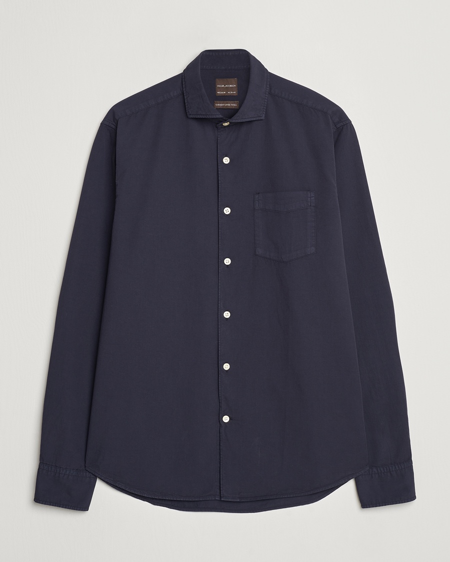 Herr | Skjortor | Oscar Jacobson | Reg Fit Wide Spread C GD Twill Night Blue