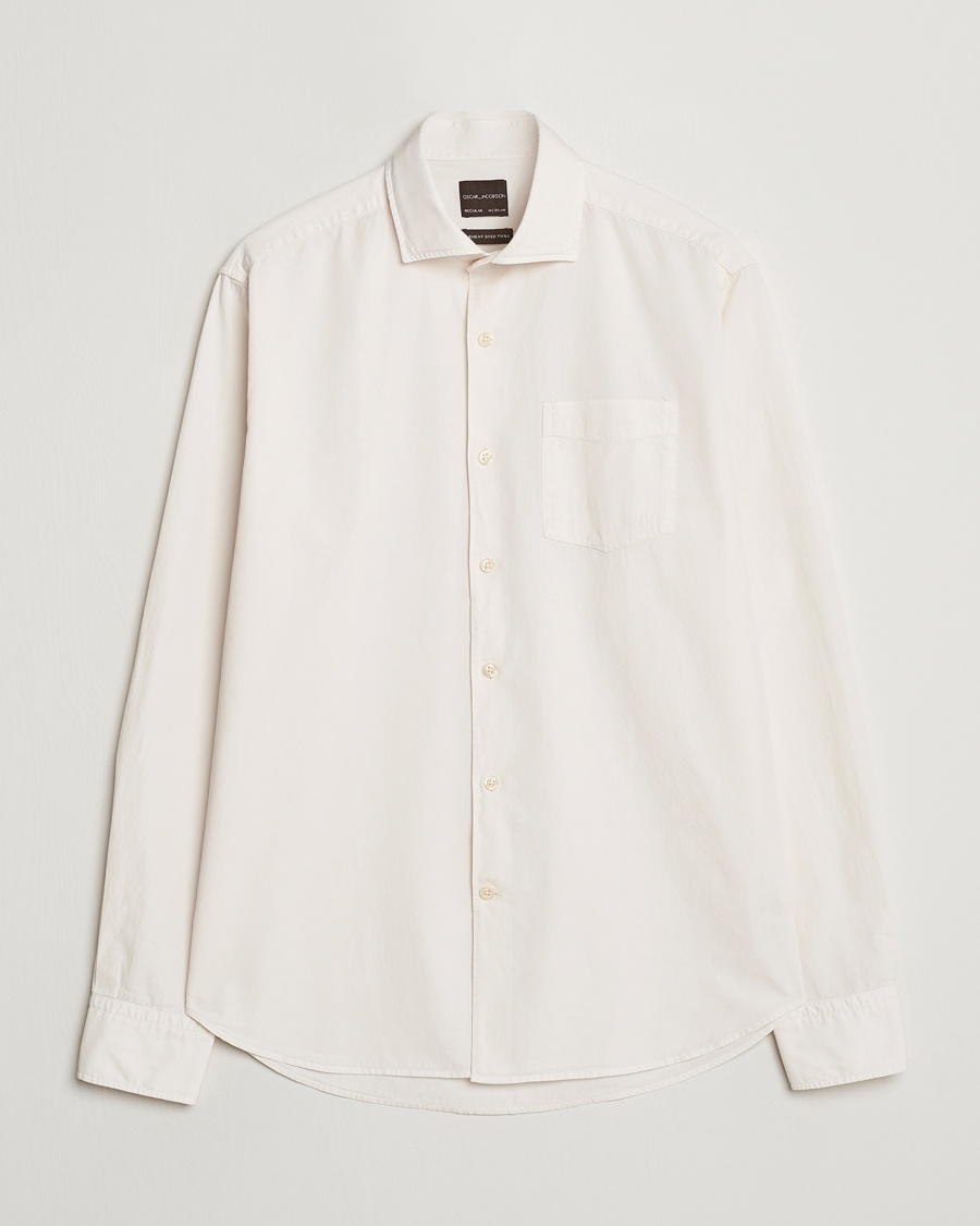 Herr | Skjortor | Oscar Jacobson | Reg Fit Wide Spread C GD Twill Ecru White