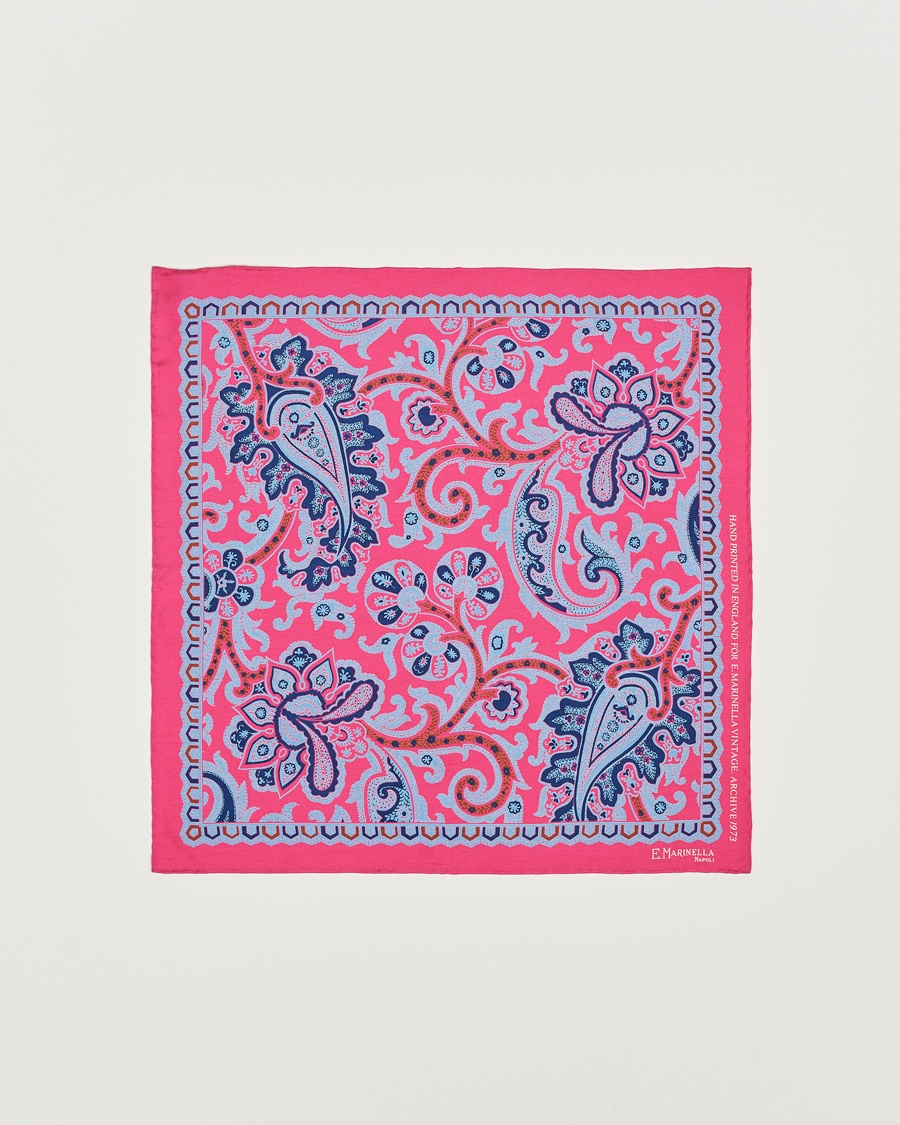 Herr | Näsdukar | E. Marinella | Archive Printed Silk Pocket Square Pink