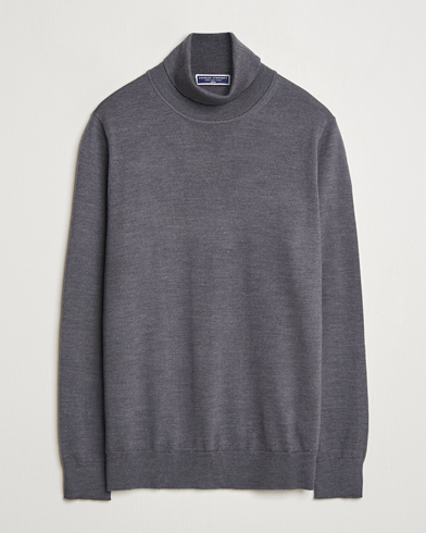 Herr | Kläder | Charles Tyrwhitt | Pure Merino Roll Neck Jumper Grey