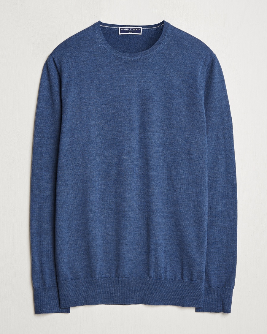 Herr | Charles Tyrwhitt | Charles Tyrwhitt | Pure Merino Crew Neck Jumper Indigo Blue