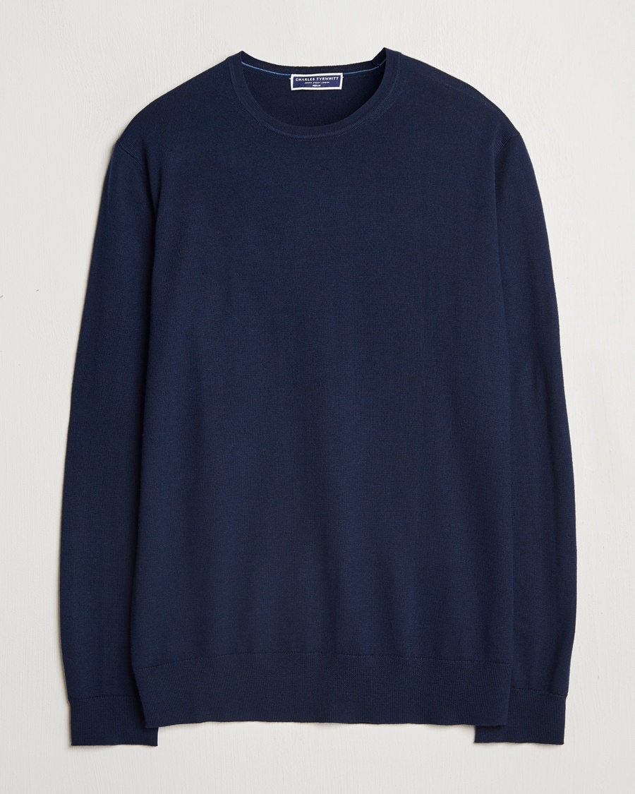 Herr | Charles Tyrwhitt | Charles Tyrwhitt | Pure Merino Crew Neck Jumper Navy