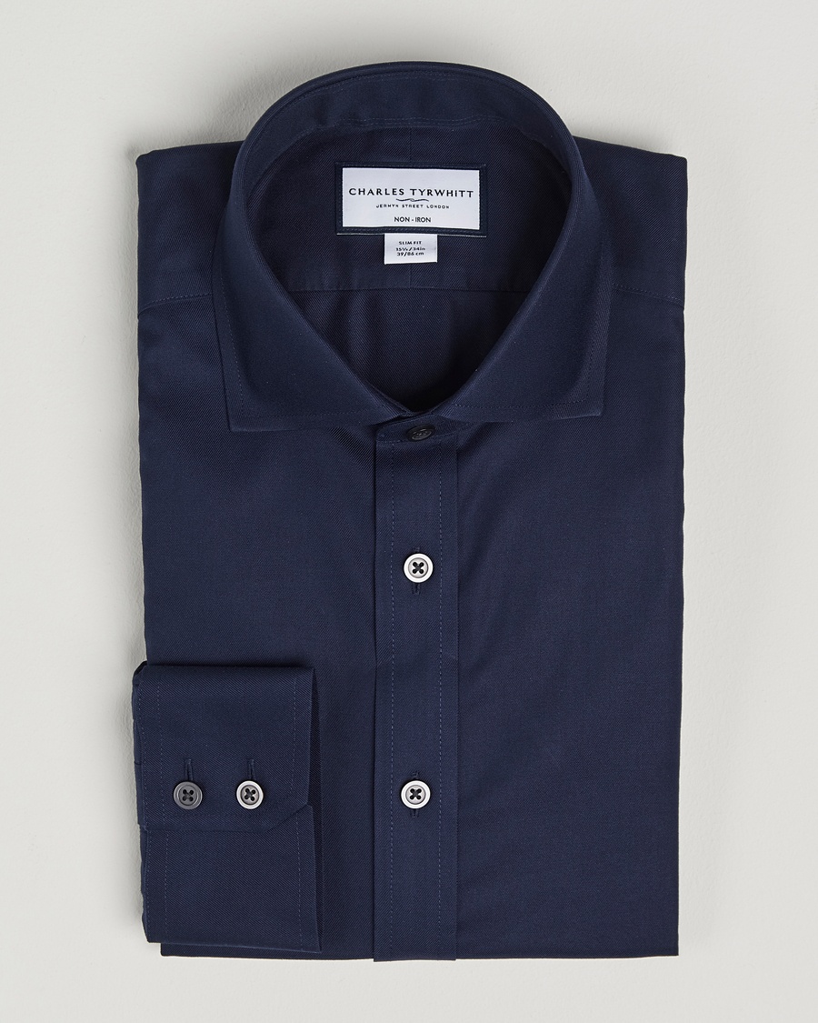 Herr | Charles Tyrwhitt | Charles Tyrwhitt | Slim Fit Non Iron Cotton Twill Shirt Navy