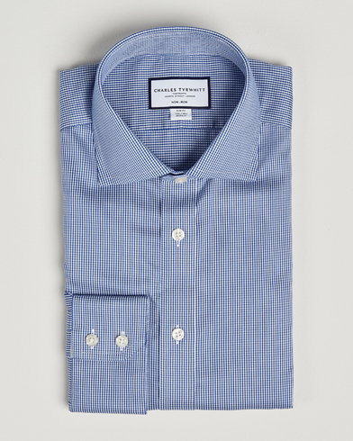 Herr | Businesskjortor | Charles Tyrwhitt | Slim Fit Non Iron Puppytooth Shirt Royal Blue