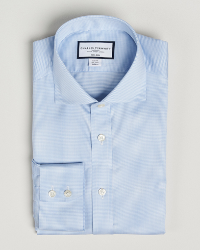 Herr | Charles Tyrwhitt | Charles Tyrwhitt | Slim Fit Non Iron Puppytooth Shirt Sky Blue